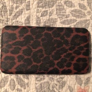 Leopard Animal Print Hard Case Wallet with Metal Hinge & Clasp